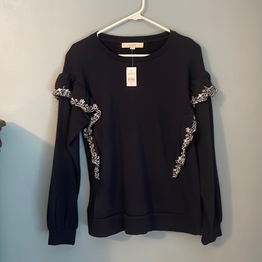 LOFT sweatshirt with ruffle detail